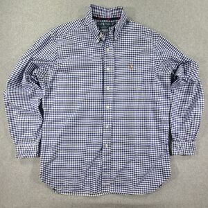 Ralph Lauren Men's Large Blue Gingham Button-Down Shirt LS Flesh Pony Casual Pre